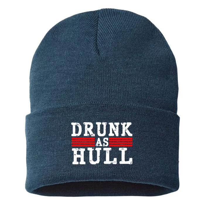 Drunk As Hull Funny Hockey Sustainable Knit Beanie