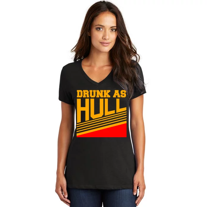 Drunk As Hull Logo Women's V-Neck T-Shirt