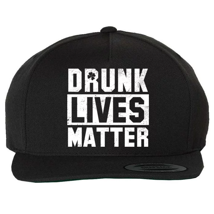 Drunk Lives Matter Vintage Irish Clover Wool Snapback Cap