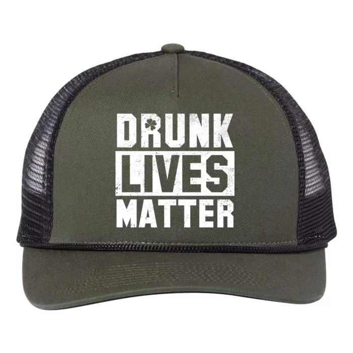 Drunk Lives Matter Vintage Irish Clover Retro Rope Trucker Hat Cap