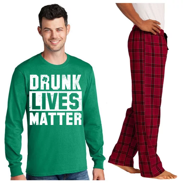 Drunk Lives Matter Vintage Irish Clover Long Sleeve Pajama Set