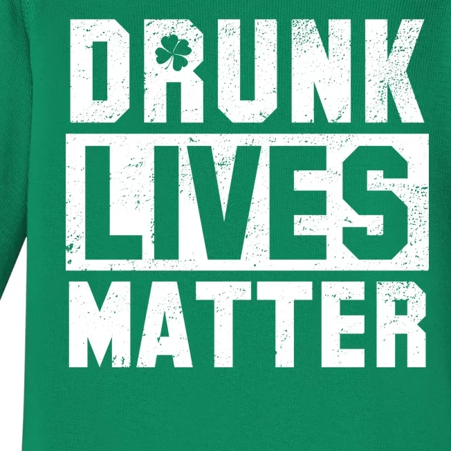 Drunk Lives Matter Vintage Irish Clover Baby Long Sleeve Bodysuit