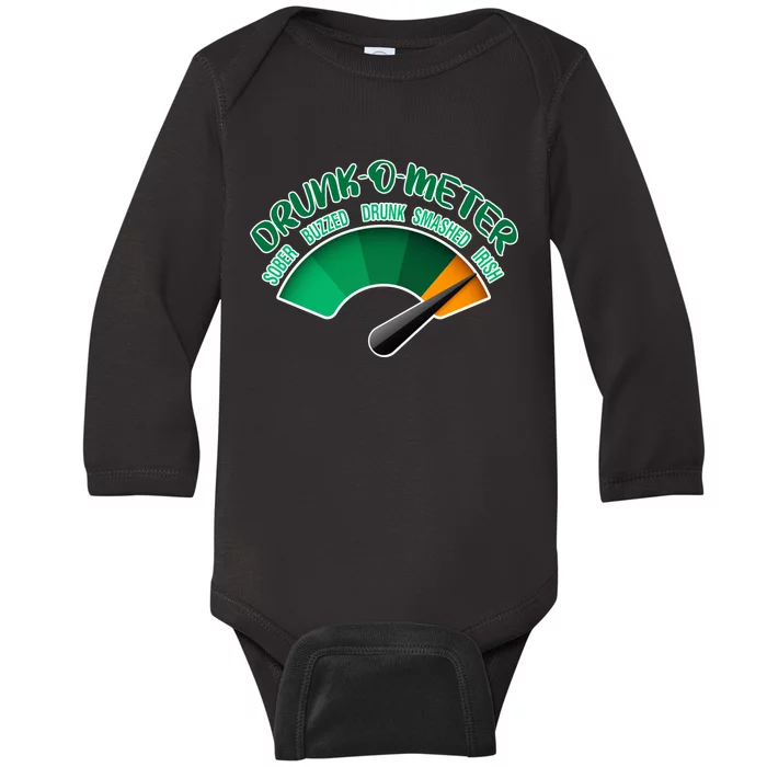 Drunk O Meter Sober Buzzed Smashed Irish Baby Long Sleeve Bodysuit