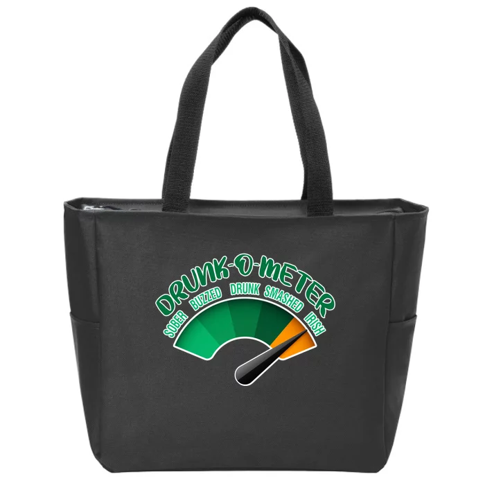 Drunk O Meter Sober Buzzed Smashed Irish Zip Tote Bag