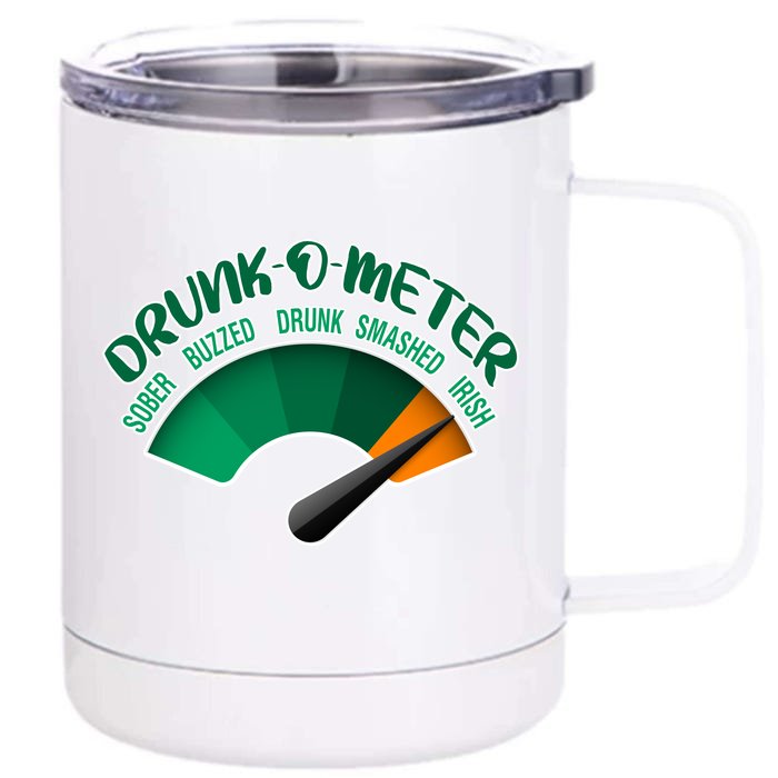 Drunk O Meter Sober Buzzed Smashed Irish Front & Back 12oz Stainless Steel Tumbler Cup