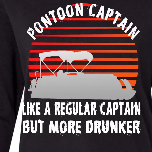 Drunk Pontoon Captain Funny Womens Cotton Relaxed Long Sleeve T-Shirt