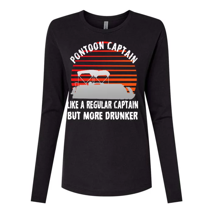 Drunk Pontoon Captain Funny Womens Cotton Relaxed Long Sleeve T-Shirt