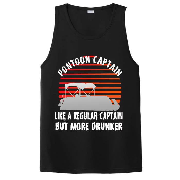 Drunk Pontoon Captain Funny Performance Tank