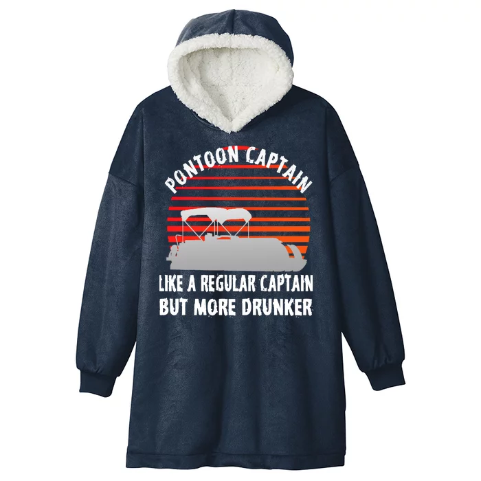 Drunk Pontoon Captain Funny Hooded Wearable Blanket