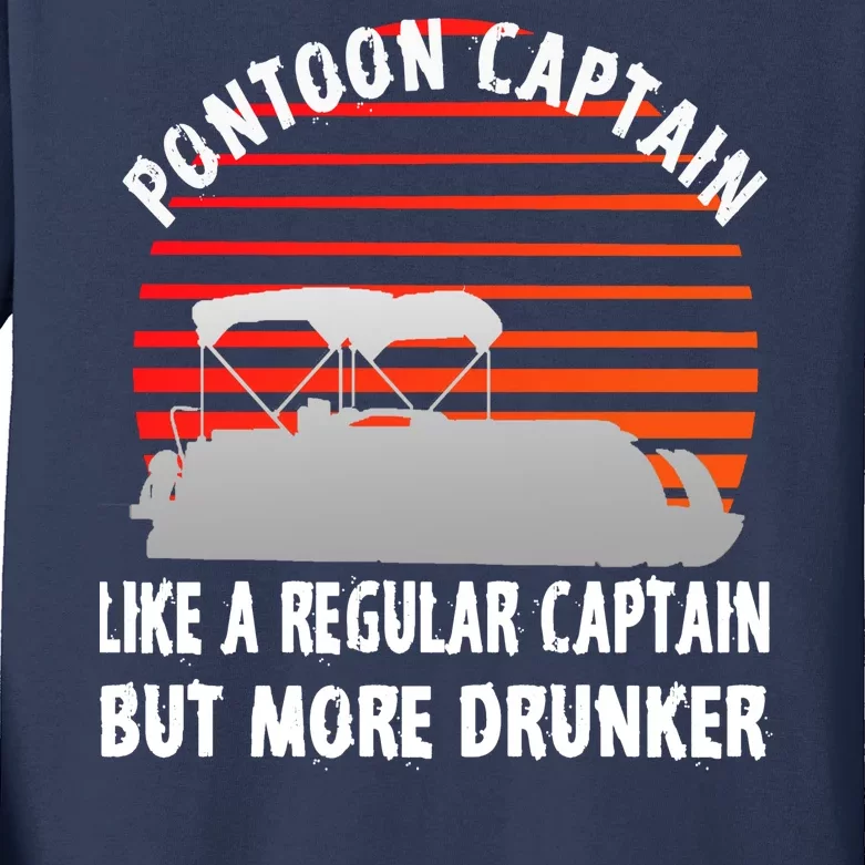 Drunk Pontoon Captain Funny Kids Long Sleeve Shirt