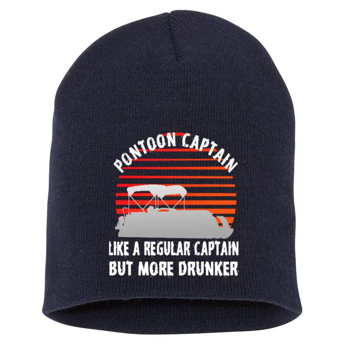 Drunk Pontoon Captain Funny Short Acrylic Beanie