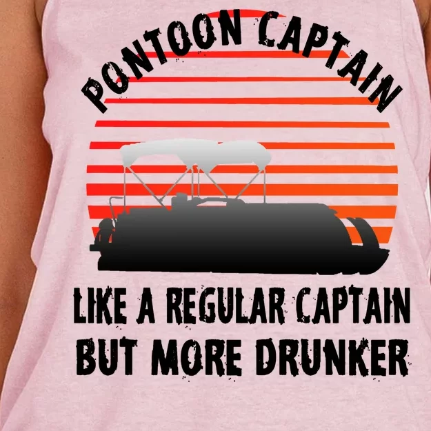 Drunk Pontoon Captain Funny Women's Knotted Racerback Tank