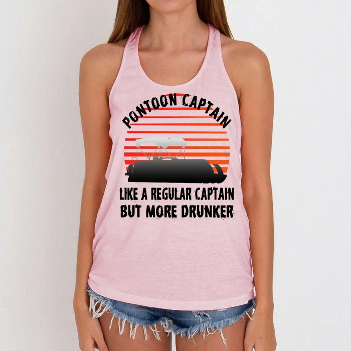 Drunk Pontoon Captain Funny Women's Knotted Racerback Tank