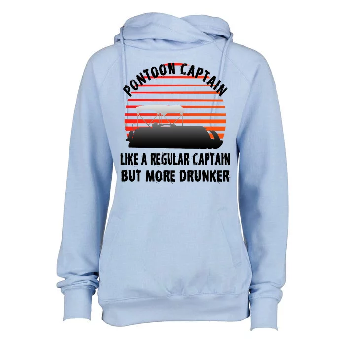 Drunk Pontoon Captain Funny Womens Funnel Neck Pullover Hood