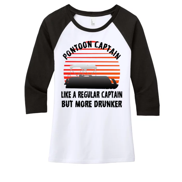 Drunk Pontoon Captain Funny Women's Tri-Blend 3/4-Sleeve Raglan Shirt