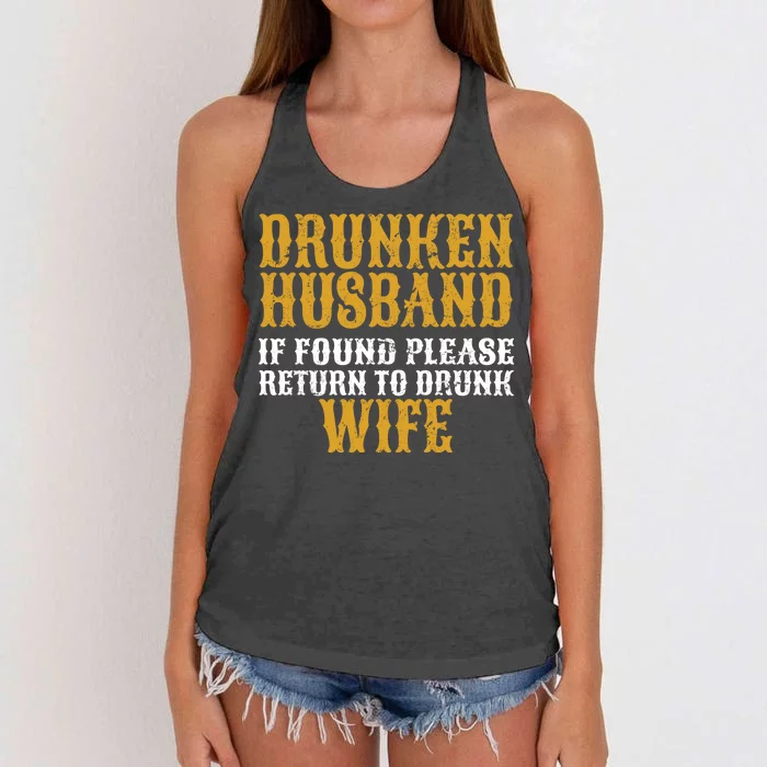 Drunken Husband If Found Return To Drunk Wife Women's Knotted Racerback Tank