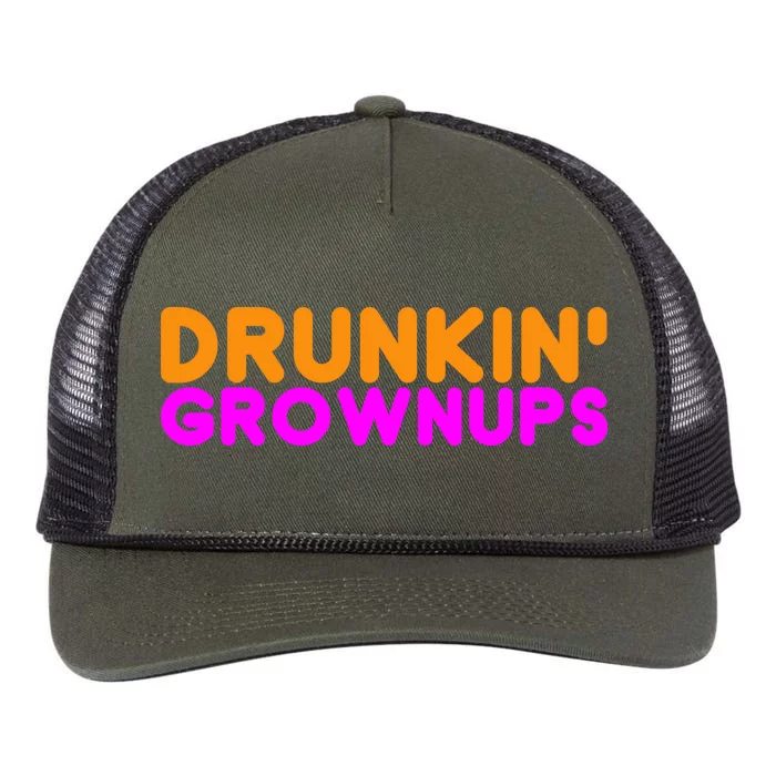 Drunkin Grownups Funny Drinking Retro Rope Trucker Hat Cap