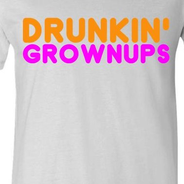 Drunkin Grownups Funny Drinking V-Neck T-Shirt