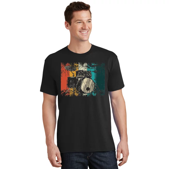 Drummer Retro Vintage Drum Set Drumset Drummers Drumming T-Shirt