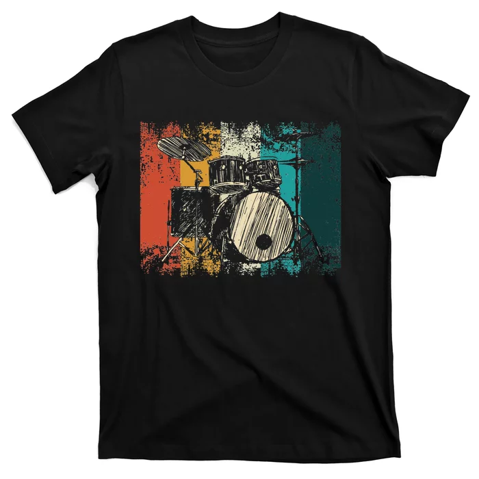 Drummer Retro Vintage Drum Set Drumset Drummers Drumming T-Shirt