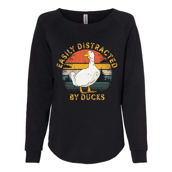 Duck Retro Vintage Easily Distracted By Ducks Womens California Wash Sweatshirt