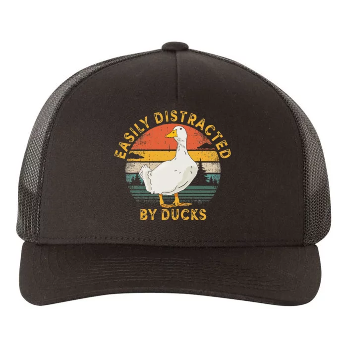 Duck Retro Vintage Easily Distracted By Ducks Yupoong Adult 5-Panel Trucker Hat