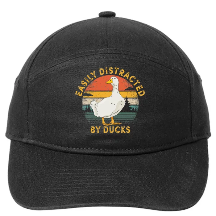 Duck Retro Vintage Easily Distracted By Ducks 7-Panel Snapback Hat