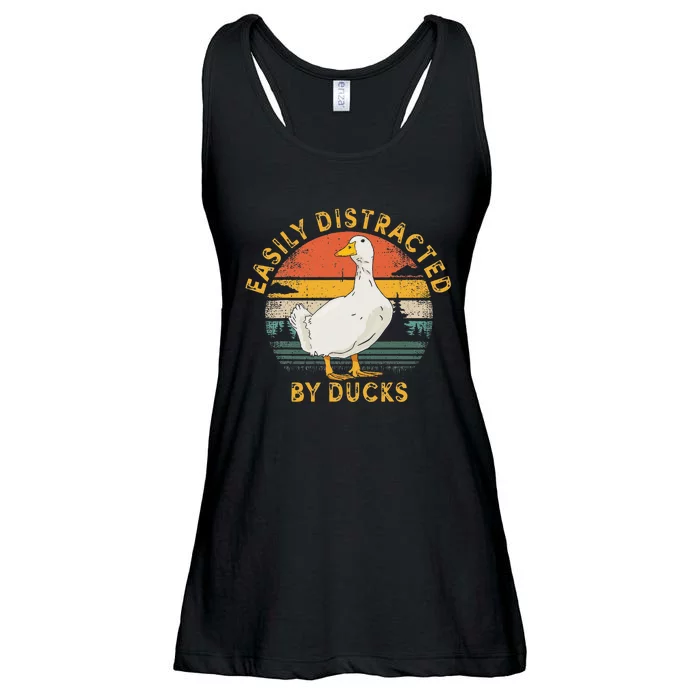 Duck Retro Vintage Easily Distracted By Ducks Ladies Essential Flowy Tank