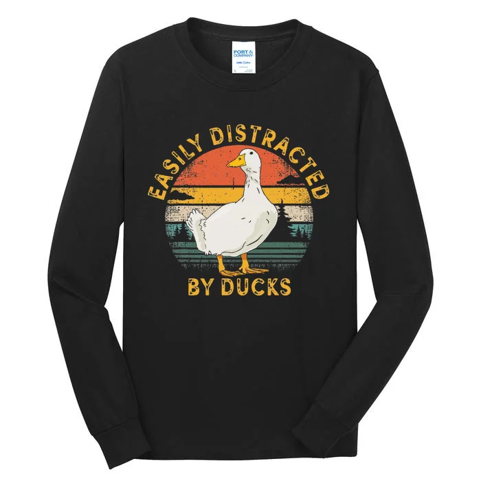 Duck Retro Vintage Easily Distracted By Ducks Tall Long Sleeve T-Shirt