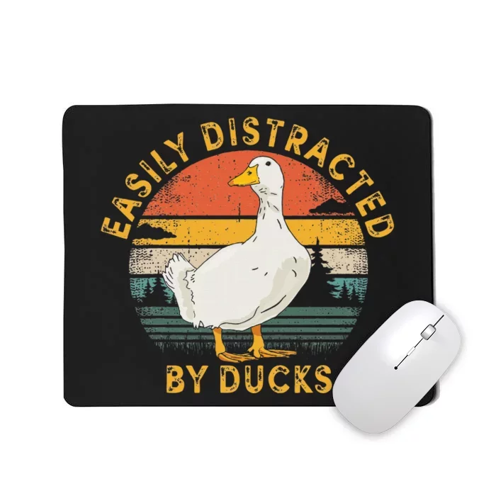 Duck Retro Vintage Easily Distracted By Ducks Mousepad