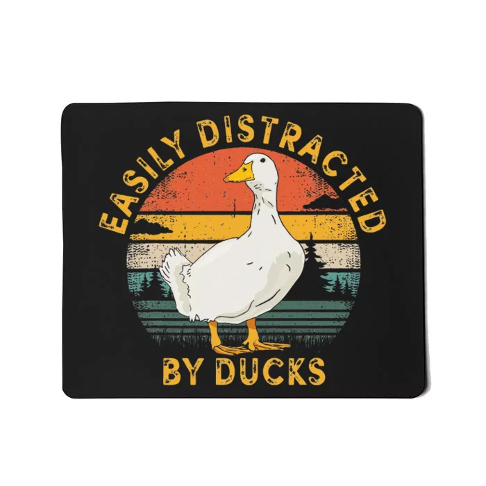 Duck Retro Vintage Easily Distracted By Ducks Mousepad