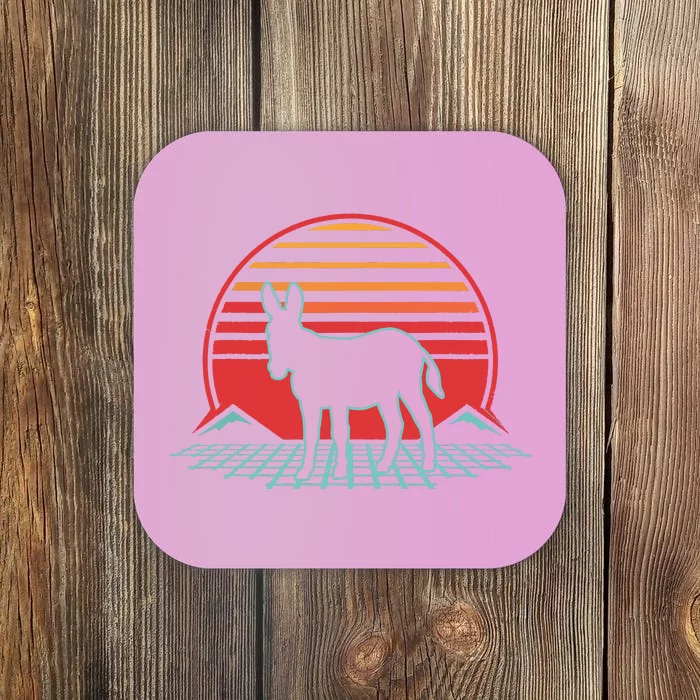 Donkey Retro Vintage 80s Style Animal Lover Gift Coaster