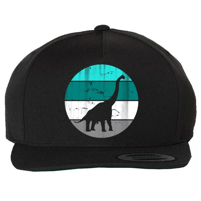 Dino Retro Vintage Brachiosaurus Wool Snapback Cap