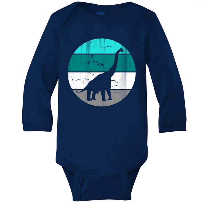 Dino Retro Vintage Brachiosaurus Baby Long Sleeve Bodysuit