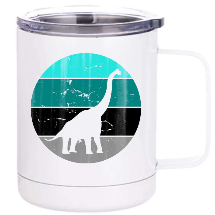 Dino Retro Vintage Brachiosaurus Front & Back 12oz Stainless Steel Tumbler Cup