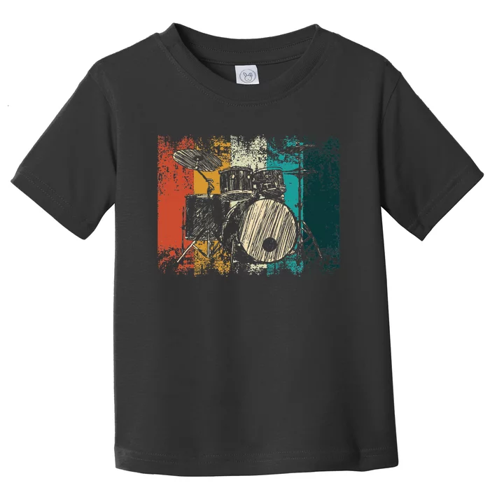 Drummer Retro Vintage Drum Set Drumset Drummers Drumming Toddler T-Shirt