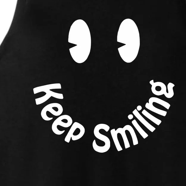 Devon Rodriguez Wearing Keep Smiling Ladies Tri-Blend Wicking Tank