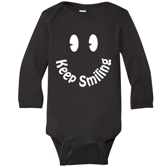 Devon Rodriguez Wearing Keep Smiling Baby Long Sleeve Bodysuit