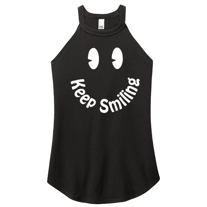 Devon Rodriguez Wearing Keep Smiling Women’s Perfect Tri Rocker Tank