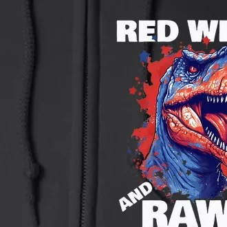 Dinosaur Red White Rawr American Flag 4th of July T Rex Full Zip Hoodie