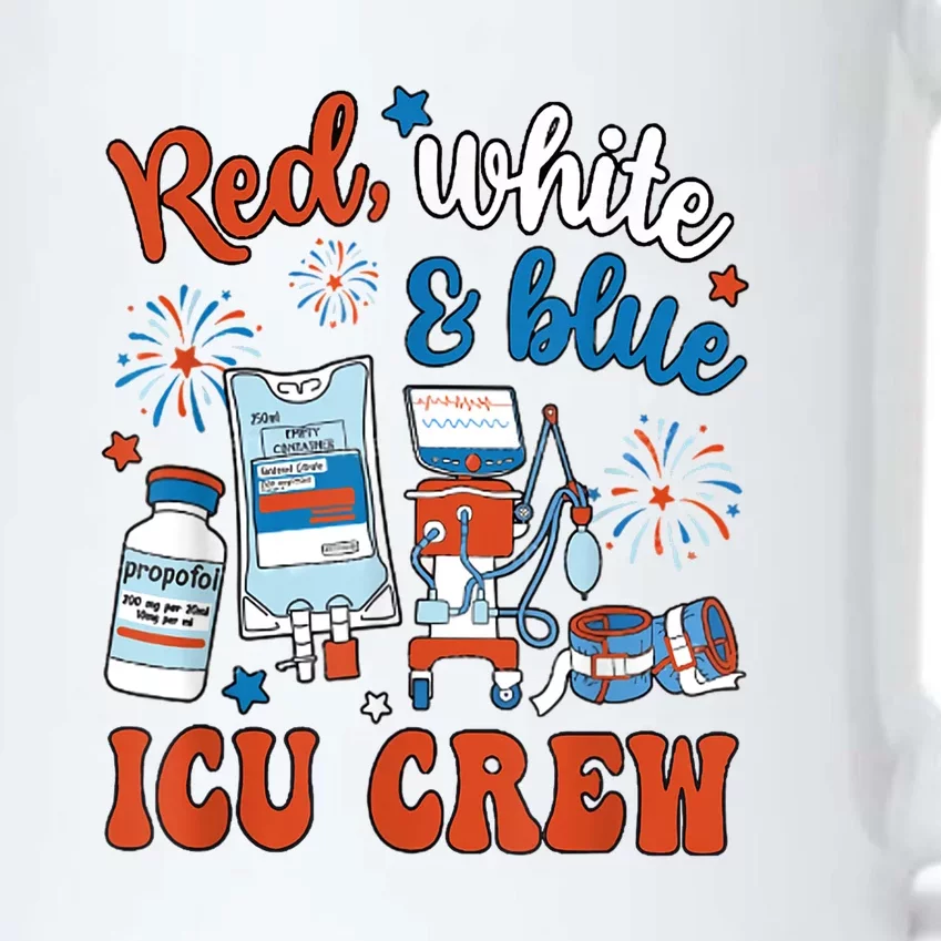 Day Red White Blue Icu Crew Icu Nurse 4th July Independence Gift Black Color Changing Mug