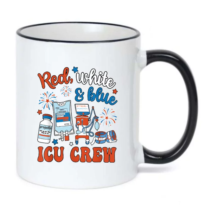 Day Red White Blue Icu Crew Icu Nurse 4th July Independence Gift Black Color Changing Mug