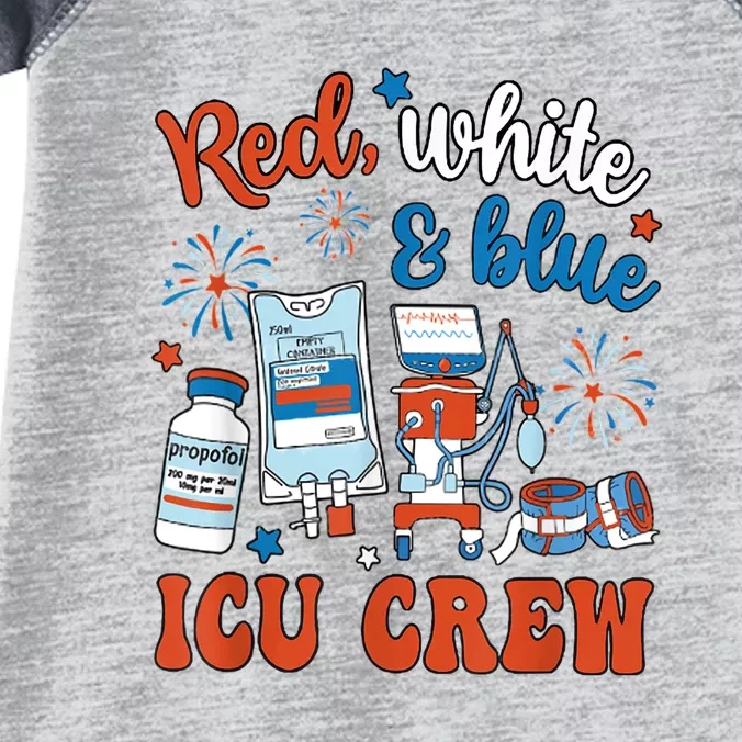 Day Red White Blue Icu Crew Icu Nurse 4th July Independence Gift Infant Baby Jersey Bodysuit