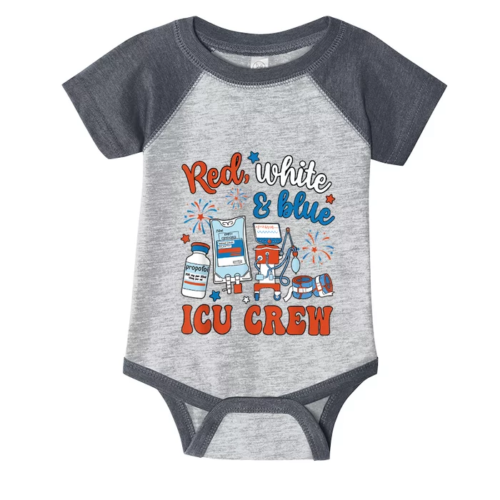 Day Red White Blue Icu Crew Icu Nurse 4th July Independence Gift Infant Baby Jersey Bodysuit