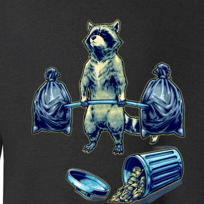 Deadlifting Raccoon Weightlifting Bodybuilding Fitness Gym Toddler Sweatshirt