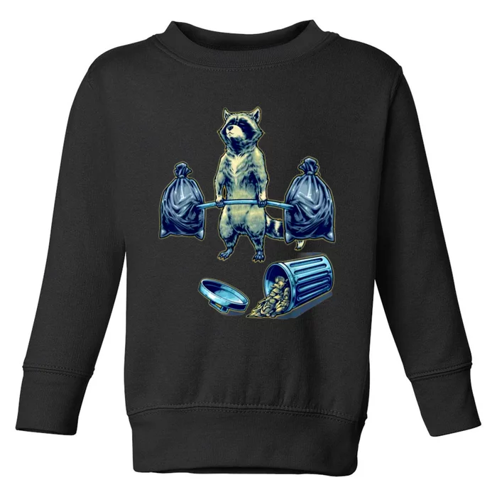 Deadlifting Raccoon Weightlifting Bodybuilding Fitness Gym Toddler Sweatshirt