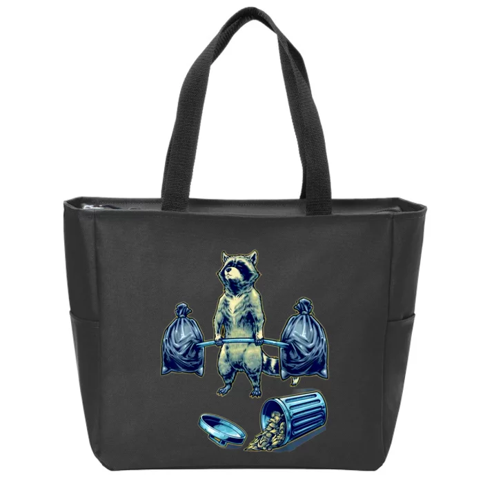 Deadlifting Raccoon Weightlifting Bodybuilding Fitness Gym Zip Tote Bag