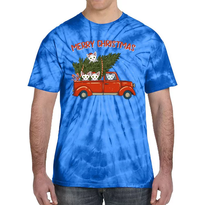 Devon Rex Xmas Vintage Red Pickup Retro Truck Gift Tie-Dye T-Shirt