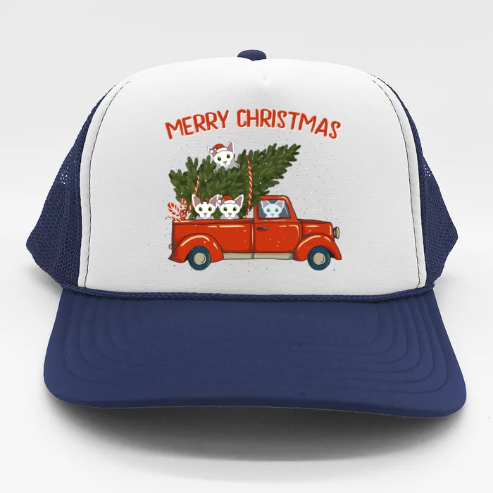 Devon Rex Xmas Vintage Red Pickup Retro Truck Gift Trucker Hat