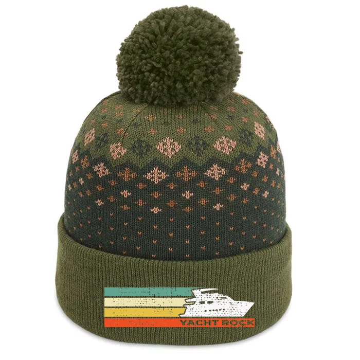 Distressed Retro Yacht Rock The Baniff Cuffed Pom Beanie